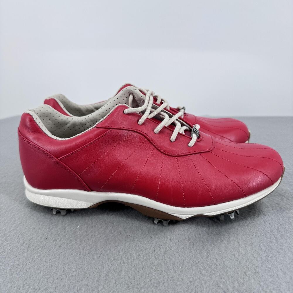 FootJoy EmBODY Golf Shoes Womens 7.5 M Red Leather Spiked Softspikes 96101